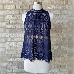 Love Fire Lace Lined Sleeveless Top Blouse  S 🌸